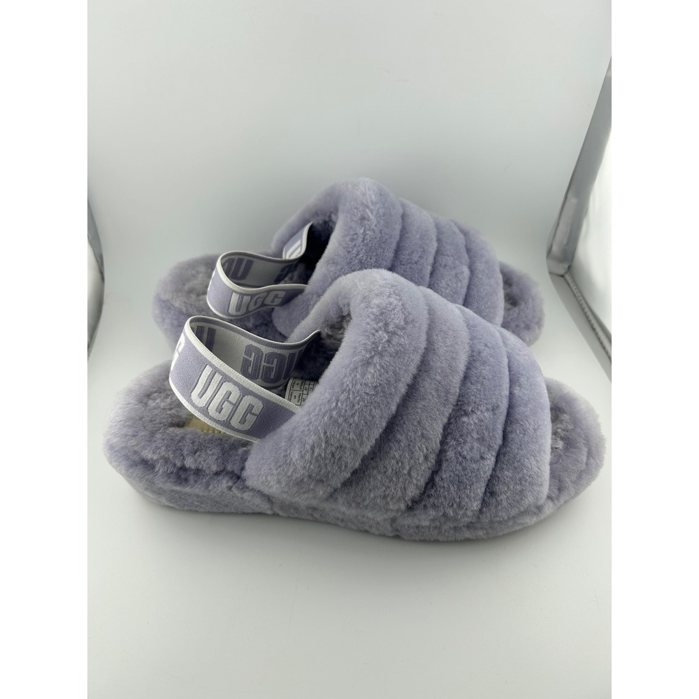 UGG Fluff Yeah Fluffy Slides Lilac Women's Size: 9 Cozy Furry Open Toe